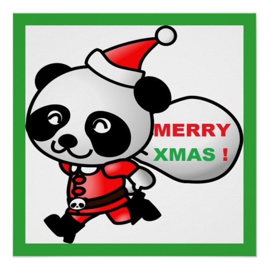 "MERRY XMAS" PANDA BEAR SANTA POSTER (Vorderseite)