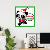 "MERRY XMAS" PANDA BEAR SANTA POSTER (Heimbüro)