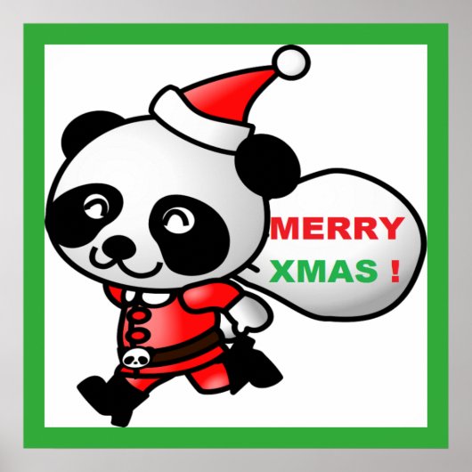 "MERRY XMAS" PANDA BEAR SANTA POSTER (Vorne)