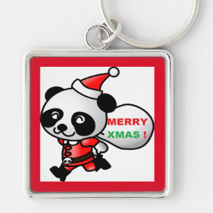 "MERRY XMAS" PANDA BEAR SANTA SCHLÜSSELANHÄNGER