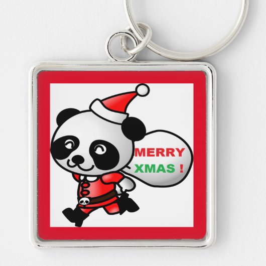 "MERRY XMAS" PANDA BEAR SANTA SCHLÜSSELANHÄNGER (Vorne)