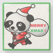"MERRY XMAS" PANDA BEAR SANTA STEINUNTERSETZER (Vorderseite)