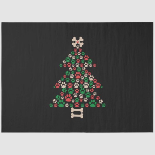 Merry Xmas Paw Prints Dog Christmas Tree Seidenpapier (Vorderseite)