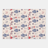 Merry Xmas Penguin Christmas Hats Gloves Muster Geschenkpapier Set (Vorderseite 3)