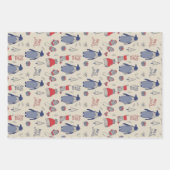 Merry Xmas Penguin Christmas Hats Gloves Muster Geschenkpapier Set (Vorderseite 2)