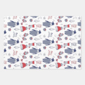 Merry Xmas Penguin Christmas Hats Gloves Muster Geschenkpapier Set (Vorderseite)