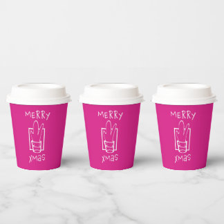Merry Xmas Pink Pappbecher
