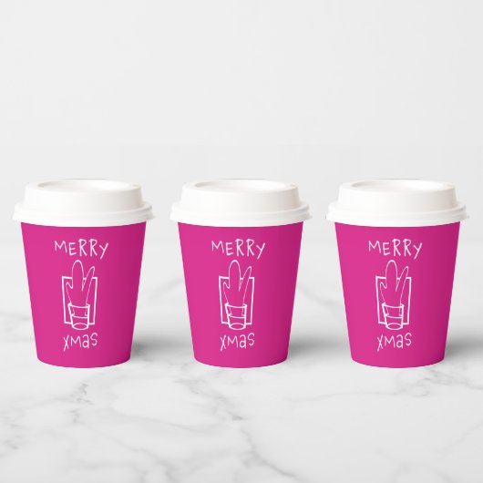 Merry Xmas Pink Pappbecher (Multi)