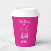 Merry Xmas Pink Pappbecher (Vorderseite)