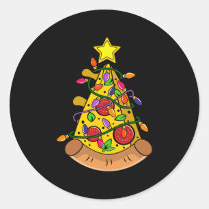 Merry Xmas Pizza Christmas Tree Lights Runder Aufkleber