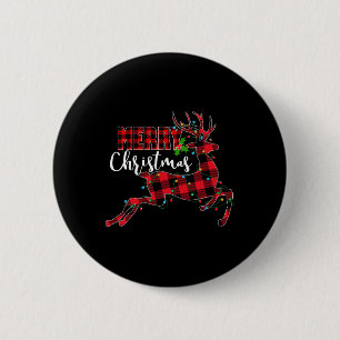 Merry Xmas Red Buffalo Kariert Weihnachtsmann Rein Button