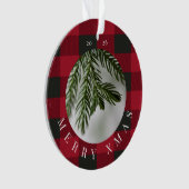 Merry Xmas Red Green Plaid Acrylic Ornament (Vorderseite)
