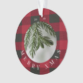 Merry Xmas Red Green Plaid Acrylic Ornament (Vorderseite)