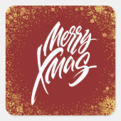 Merry xmas rot quadratischer aufkleber (Vorderseite)