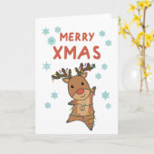 Merry Xmas Rudolph Red Nose Reindeer Fairy Lights Karte (Gelbe Blume)