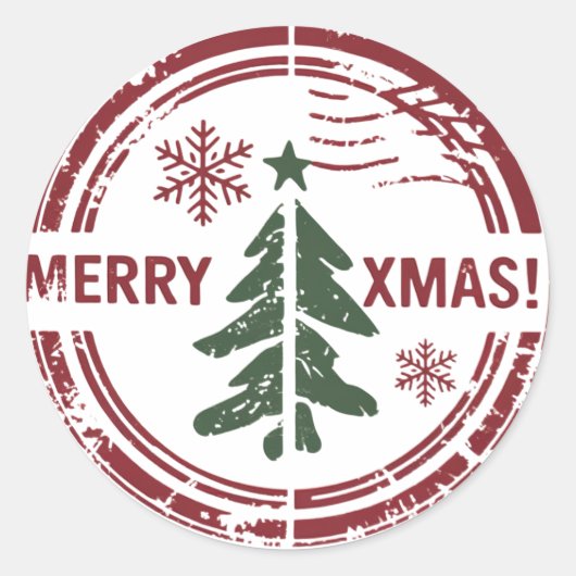 Merry xmas runder aufkleber (Vorderseite)
