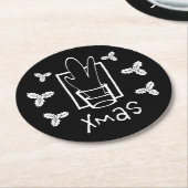 Merry Xmas Runder Pappuntersetzer (Angewinkelt)