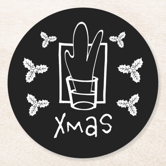 Merry Xmas Runder Pappuntersetzer (Vorderseite)