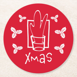 Merry Xmas Runder Pappuntersetzer