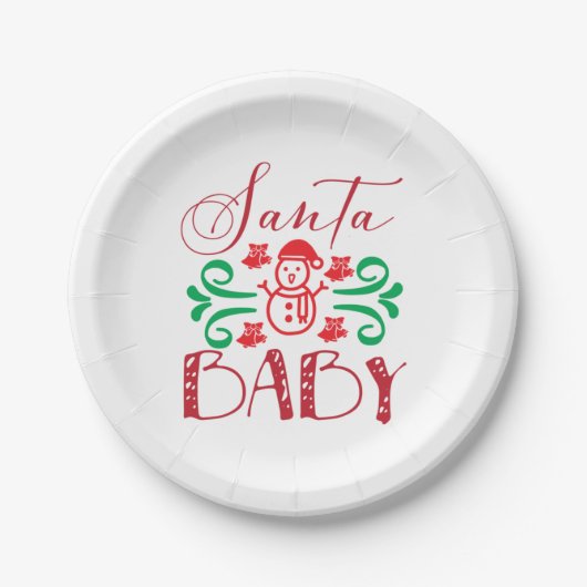 Merry Xmas Santa Baby Pappteller (Vorderseite)