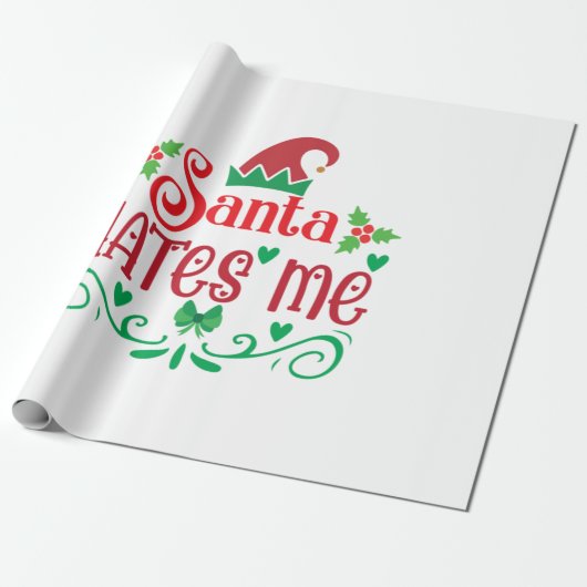 Merry Xmas Santa Hates Me Geschenkpapier (Ungerollt)