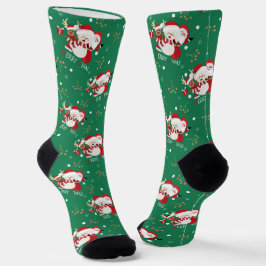 Merry Xmas, Santa Rudolph und Snowmen Socken
