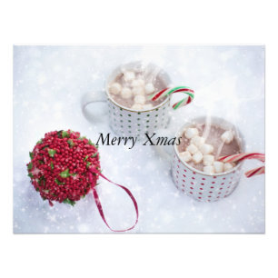 Merry Xmas - Schokolade auf dem Schnee Fotodruck