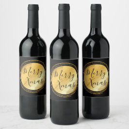 Merry Xmas schwarz und goldfarben strahlenden Luxu Weinetikett