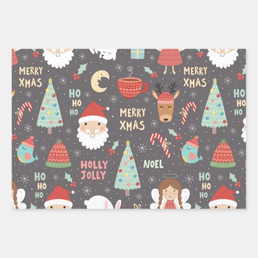 Merry Xmas Set Geschenkpapier Set (Vorderseite)