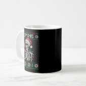Merry Xmas Skeleton Ugly Sweater, Skull Wearing Sa Kaffeetasse (Vorderseite Links)