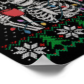 Merry Xmas Skeleton Ugly Sweater, Skull Wearing Sa Poster (Ecke)