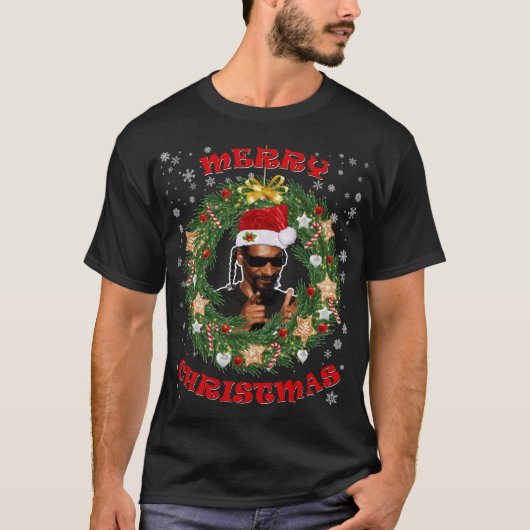 Merry Xmas Snoop Weihnachtsmannmütze und Dogg Chri T-Shirt (Vorderseite)