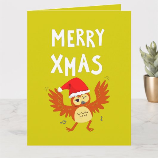 Merry Xmas tanzendes Owl Karte (Kleine Pflanze)
