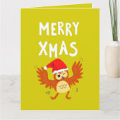 Merry Xmas tanzendes Owl Karte (Vorderseite)