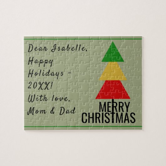 MERRY XMAS TREE TRIANGLE SHAPPE CHRISTMAS STRUMPF PUZZLE (Horizontal)