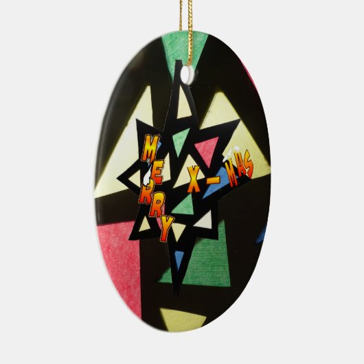 Merry Xmas verkleidete Glass Star Oval Ornament (Rechts)