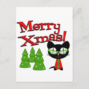 Merry Xmas von einer Coolen Kitty Feiertagspostkarte