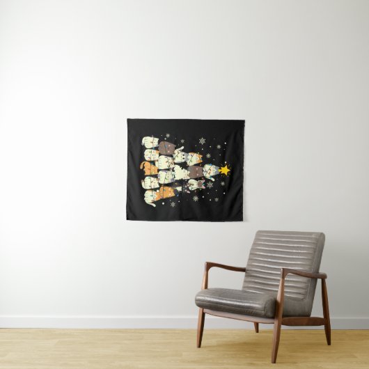 Merry Xmas Weihnachtsbaum Wandteppich (Beispiel (Horizontal))