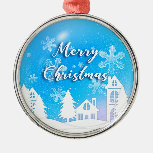 Merry Xmas White House Snow Blue Ornament (Vorne)