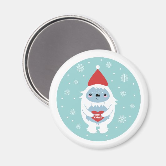 Merry Xmas Yeti Magnet (Vorderseite/Rückseite)