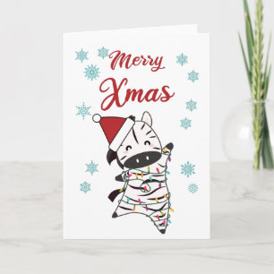 Merry Xmas Zebra Safari Zoo Schnee Niedlich Karte