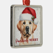 Merry Yellow Labrador Retriever Dog Christmas Silbernes Ornament (Rechts)