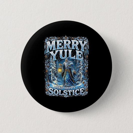 Merry Yule And Happy Solstice Mystic Winter Quote Button (Vorderseite)