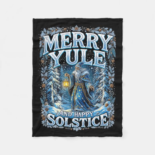 Merry Yule And Happy Solstice Mystic Winter Quote Fleecedecke (Vorderseite)