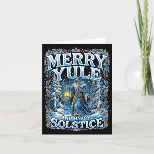 Merry Yule And Happy Solstice Mystic Winter Quote Karte (Vorderseite)