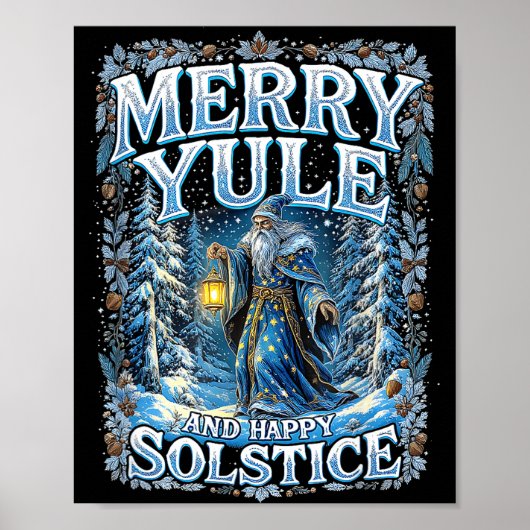 Merry Yule And Happy Solstice Mystic Winter Quote  Poster (Vorne)