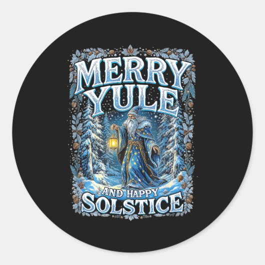 Merry Yule And Happy Solstice Mystic Winter Quote Runder Aufkleber (Vorderseite)