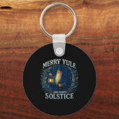 Merry Yule And Happy Solstice Mystic Winter Quote Schlüsselanhänger (Vorderseite)