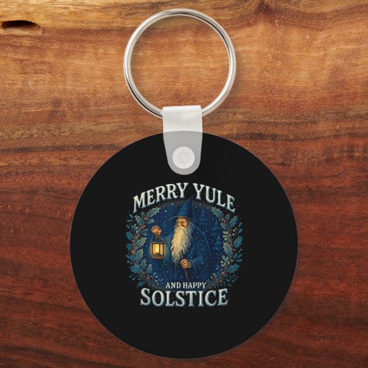 Merry Yule And Happy Solstice Mystic Winter Quote  Schlüsselanhänger (Vorderseite)