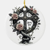 Merry Yule Gothic Cross Ornament (Hinten)